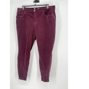 Kut from the Kloth Diana Fab‎ Ab Skinny Burgundy Corduroy Pants High Rise 20W